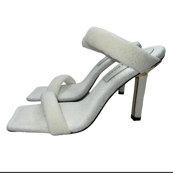 NIB Good American Women's Terry Slip On High Heel Sandals White SZ 8.5 - Picture 3 of 10